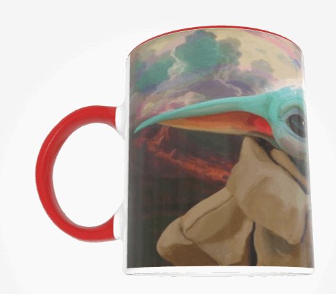 Mug en céramique bébé Yoda avec couleur à l'intérieur (rouge) - personnalisation et création