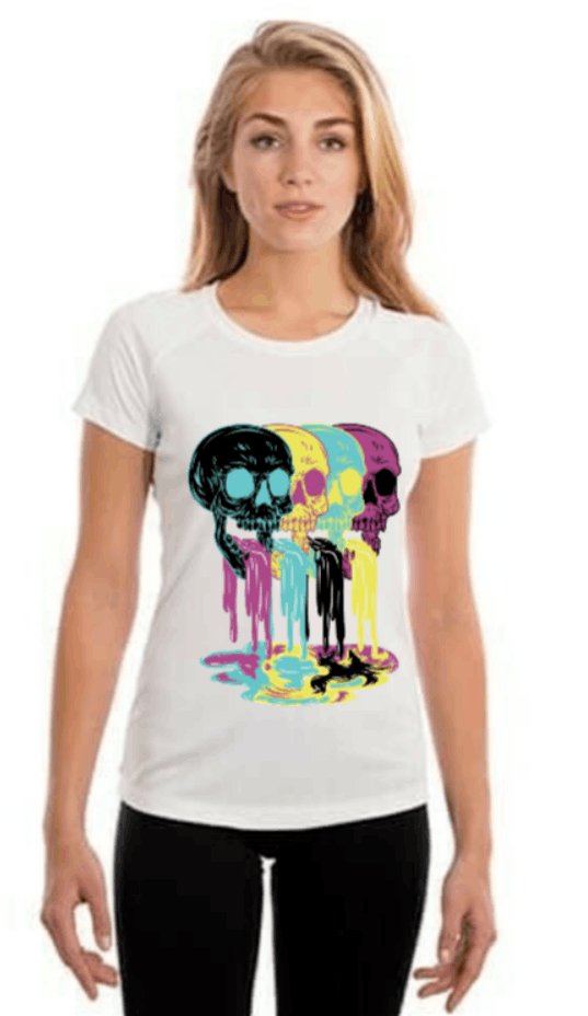 t-shirt femme à manches crâne bicolore - personnalisation et création
