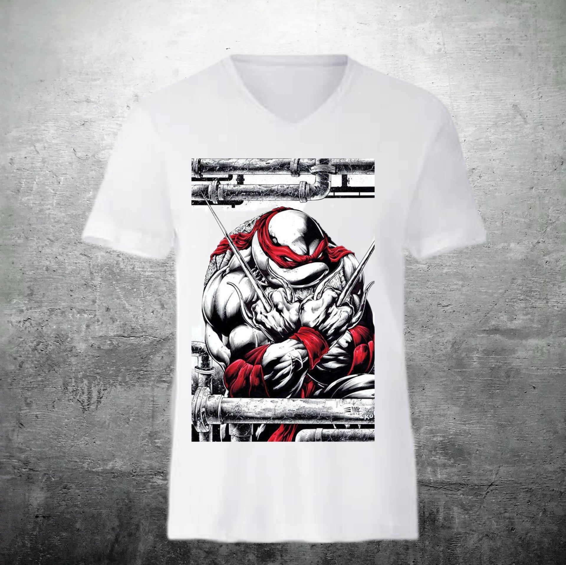 t‑shirt col en V Tortues Ninja Raphael - personnalisation et création